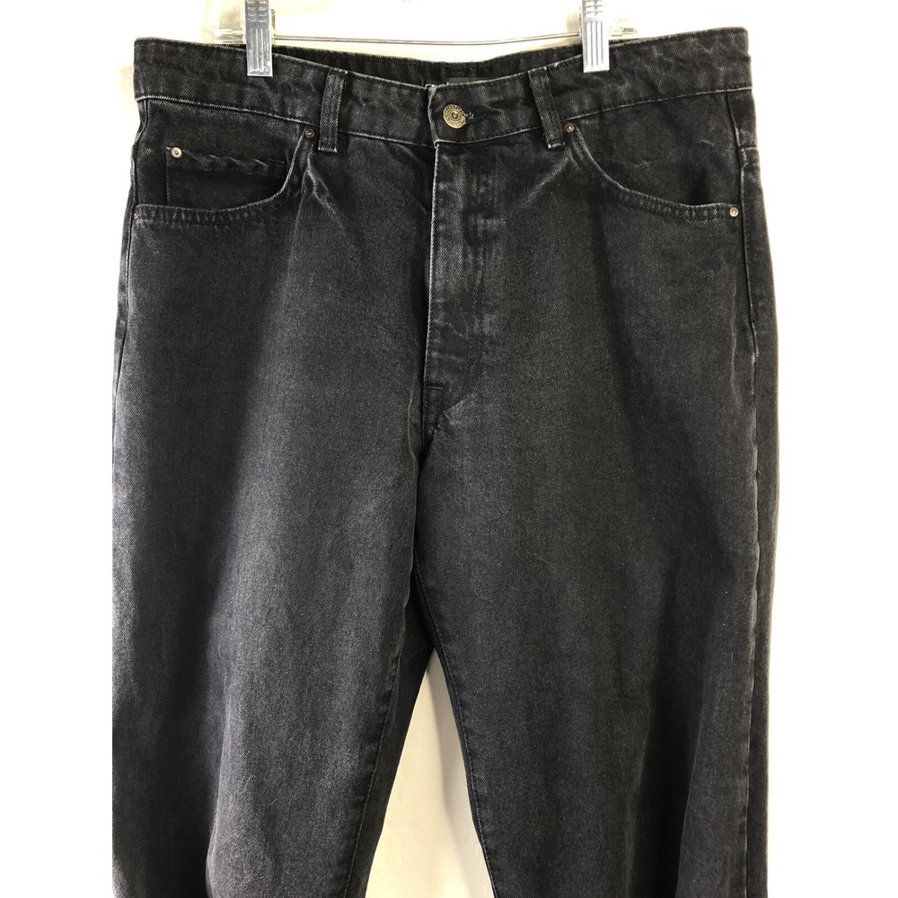 ZARA Womens 10 Black Denim Mom Jeans Snap Cuff Hem Detail Tapered - Picture 2 of 9